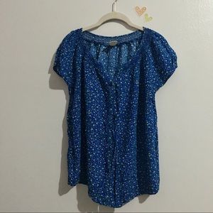 Faded Glory Blue Floral Top | Size Large
